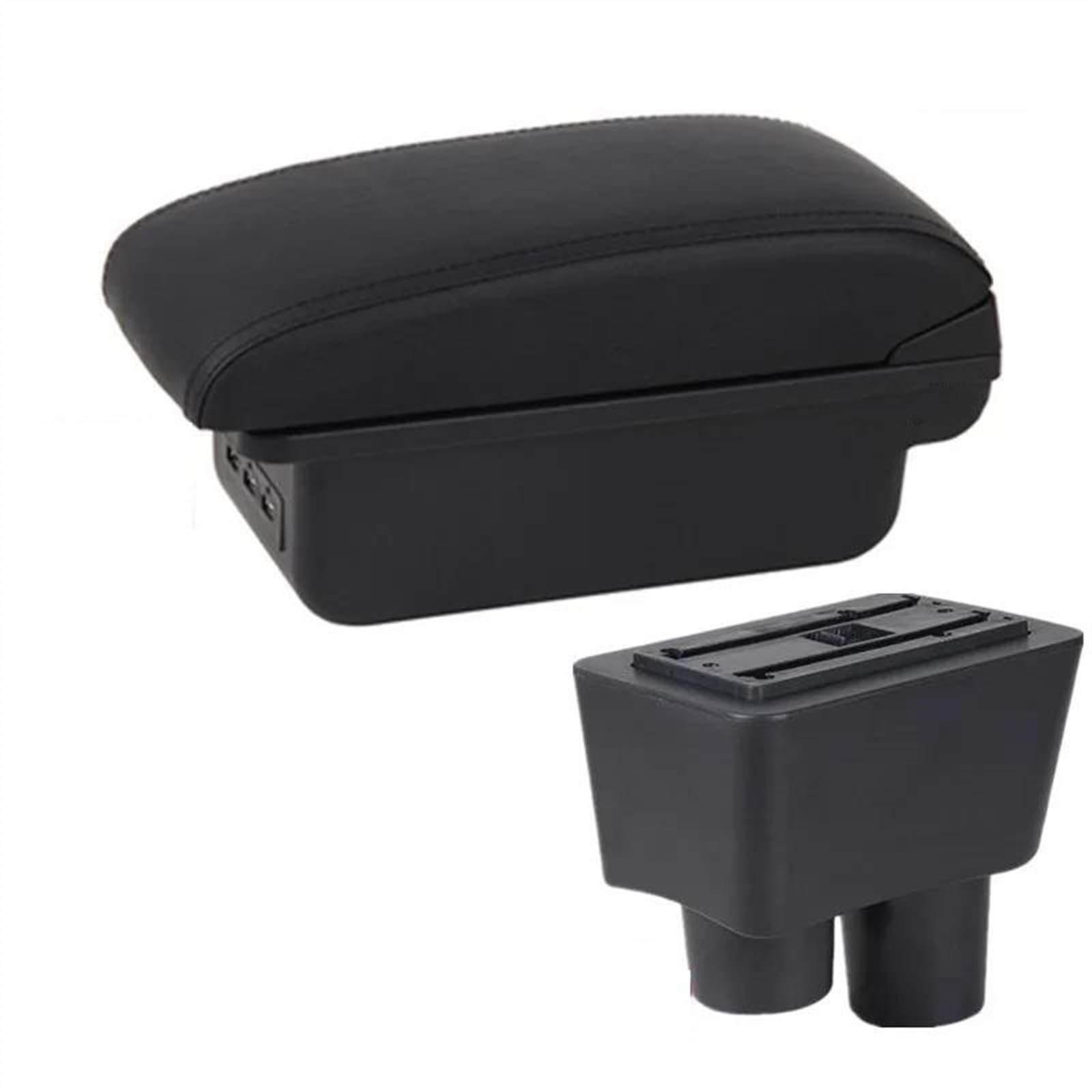 NMJLQW Storage Rack Car Armrest Box Storage Box Interior Retrofit USB Charging Car Accessories For Versa For Almera(B black line 3USB)