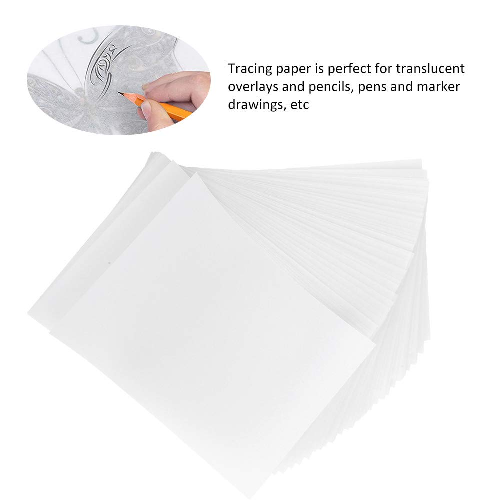 100PCS Carbon Transfer Paper, Translucent Professional Tracing Paper Embossing Ink for Sketching Drawing Animation (White)