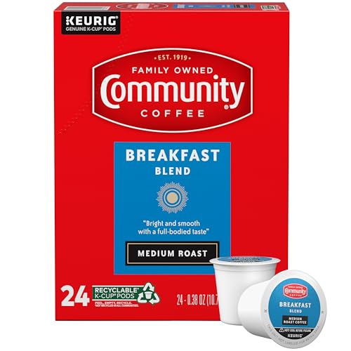 Image of Community Coffee Breakfast Blend 24 Count Coffee Pods, Medium Roast, Compatible with Keurig 2.0 K-Cup Brewers, 24 Count (Pack of 1)