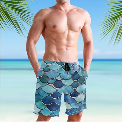 Men's Mermaid Swim Trunks Shorts Swimwear Beach Board Short Bathing Suits with Mesh Lining and Pockets S 203243454