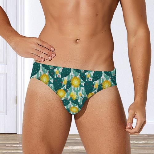 Cactus and Flowers Mens Swim Briefs Quick Dry Swimming Trunks Training Swimsuit Low Rise Swimwear4