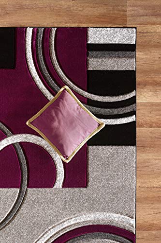 GLORY RUGS Area Rug Modern 8x10 Purple Soft Hand Carved Contemporary Floor Carpet with Premium Fluffy Texture for Indoor Living Dining Room and Bedroom Area