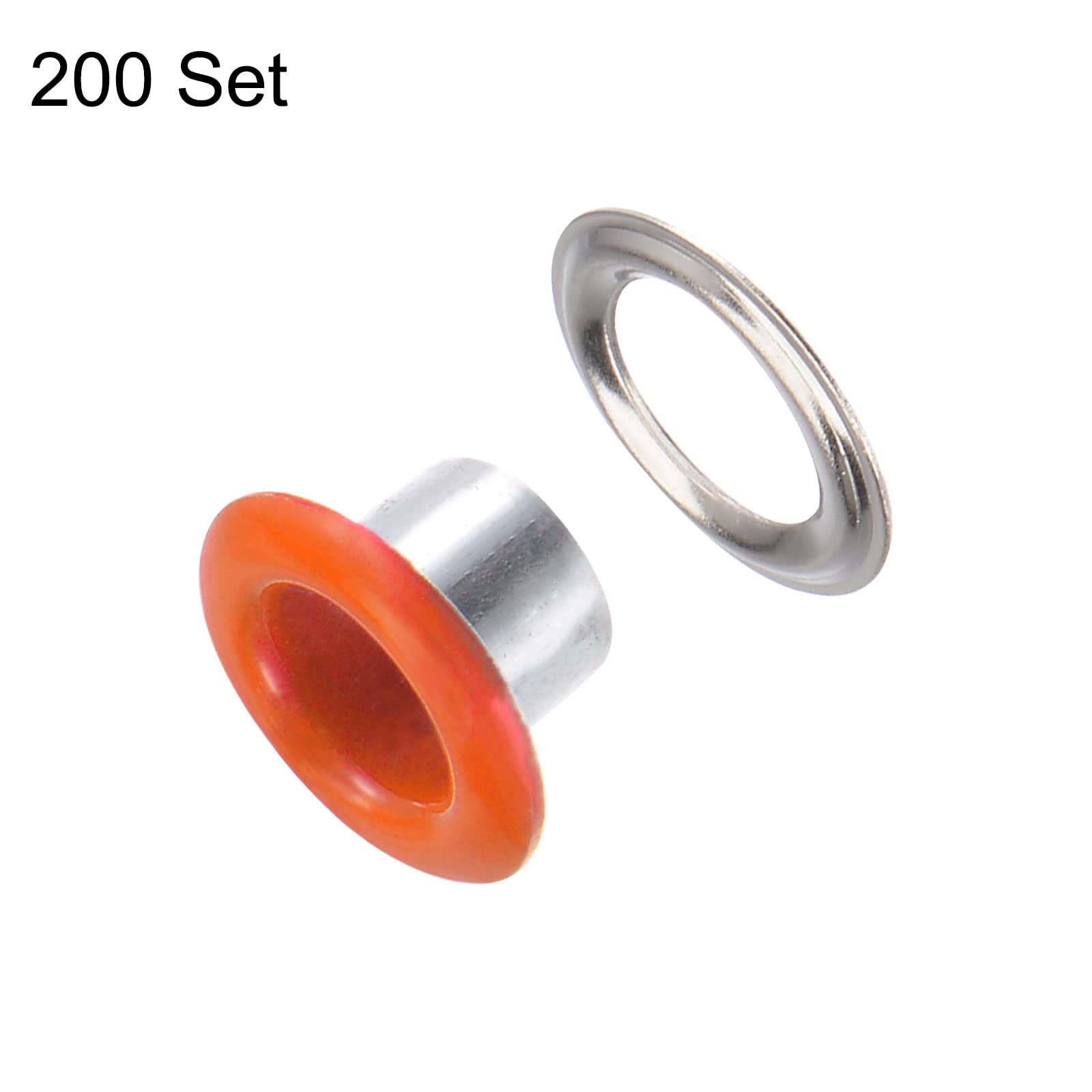 HARFINGTON Juego de 200 ojales de metal de 4,5 mm, herramienta de ojales para zapatos, ropa, cinturón, bolsa, proyectos de bricolaje, color naranja