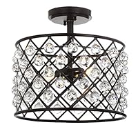JONATHAN Y JYL9023A Gabrielle 14.5" Crystal/Metal LED Semi-Flush Mount, Contemporary,Transitional,Glam for Kitchen, Living Room, Oil Rubbed Bronze