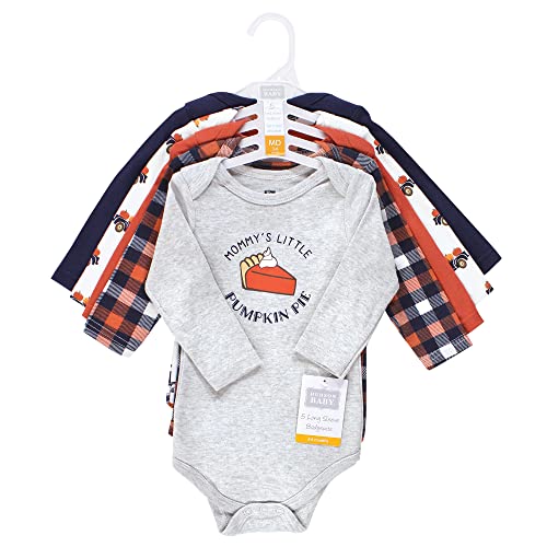 Image of Hudson Baby baby-boys Cotton Long-sleeve Bodysuits 5-pack