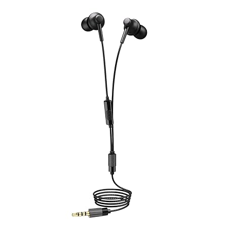 boAt Bassheads 192 Wired in Ear Earphones with boAt Signature Sound, Metallic Buds, Superior Cable & Ergonomic Fit with Mic (Active Black Indi) at Rs. 349
