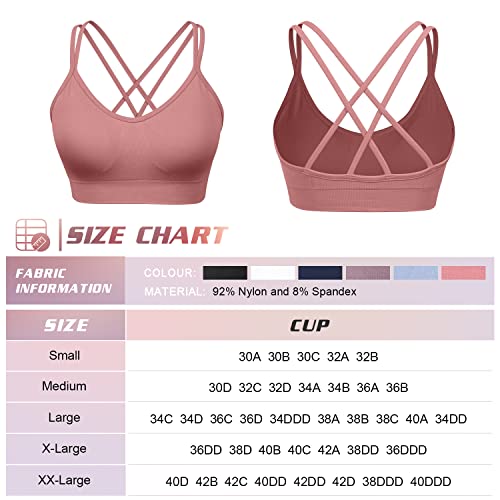 Image of VEQKING Strappy Cross Back Women Sports Bras with Removable Cups