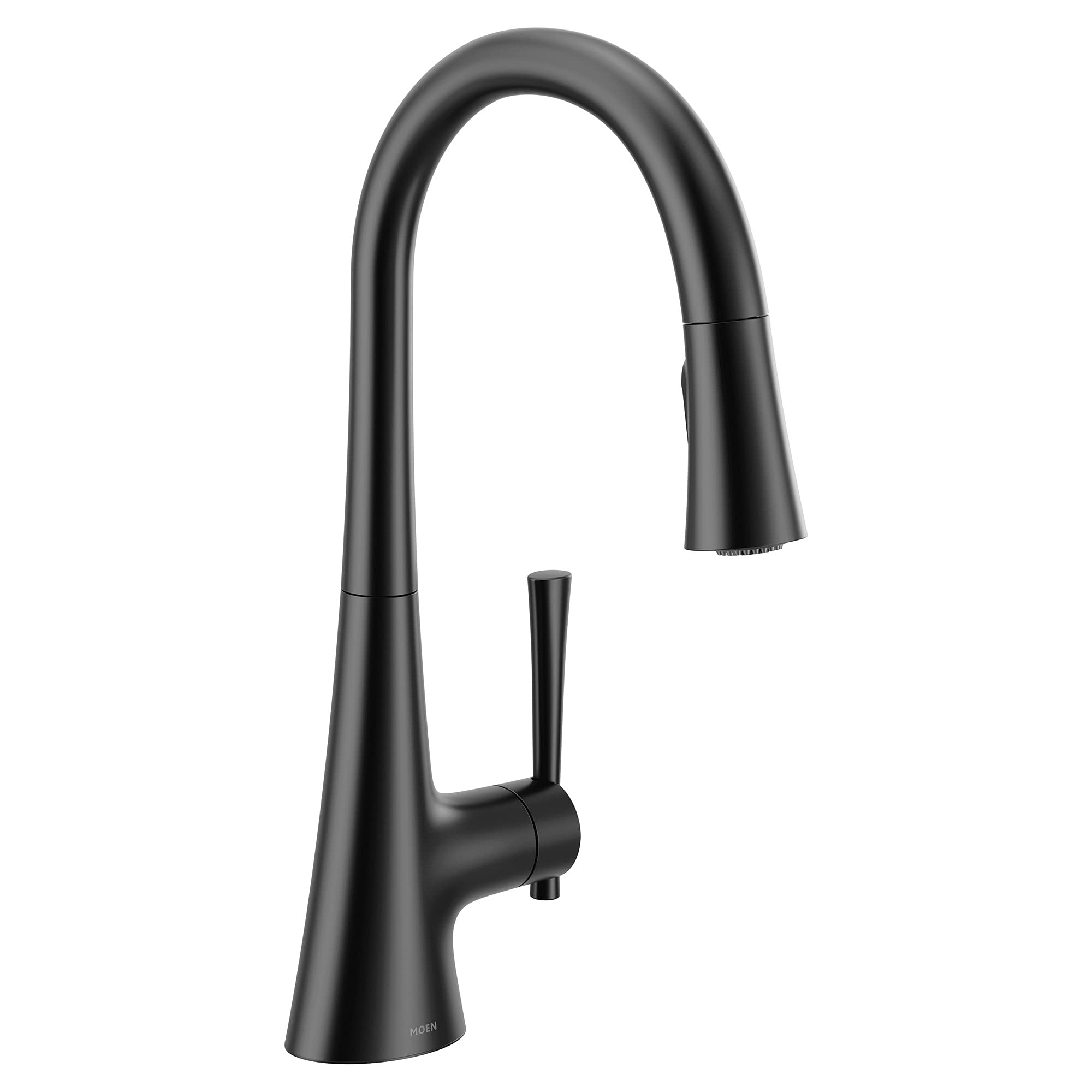 Moen 9126BL Kurv One-Handle Pulldown Kitchen Faucet Featuring Power Boost and Reflex, Matte Black