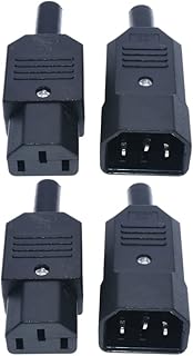 YINGSC 2 Pair AC 250V 10A IEC 320 C14 Male Female Panel Mount Plug Adapter Power Connector Socket 3Terminals Panel Mount Power Socket Adapter Connector