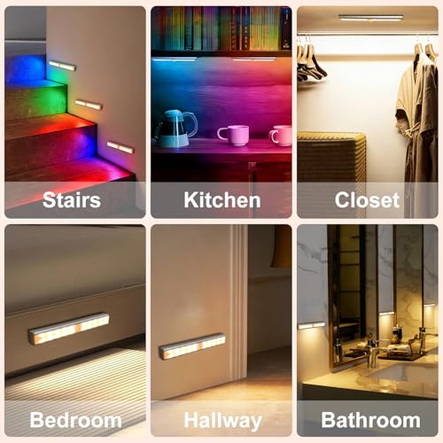 Hontafe Under Cabinet Lights with Remote Control,15 Colors Under Cabinet Lighting Wireless,Rechargeable Battery LED RGB Night Light Bar withTimer,Dimmable Under Counter Lights for Indoor Kitchen,3Pack - image 8