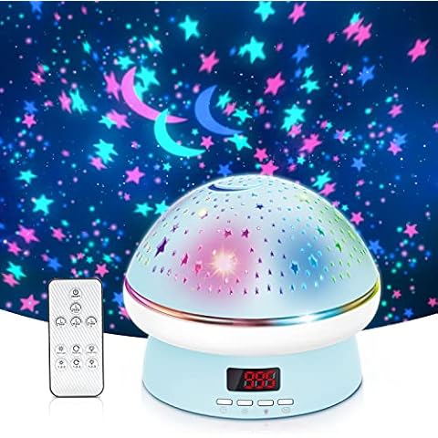 Night Light Projector for Kids with Timer & Remote Control, Star Nightlights Lamp for Bedroom with 8 Colors Options 3 Levels of Brightness, Sleep Helper Gift Toys for 2-10 Year Old Girls Boys (Blue) Cover