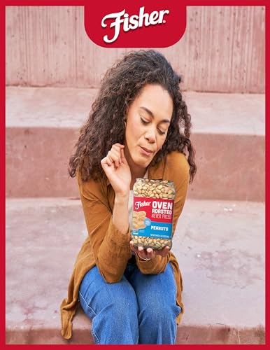 Image of Fisher Oven Roasted Never Fried Peanuts, 24 Ounces, Pack of 6 | Snacks For Adults, Made With Sea Salt, No Added Oils, No Artificial Ingredients Or Preservatives, Gluten Free, Bulk