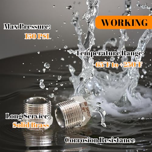 Gadoutcover 2 Pcs Stainless Steel Bushing 3/4\" Male to 1/2\" Female, 3/4\" to 1/2\" Reducer NPT Adapter Hex Stainless Steel Reducing Pipe Adapter Fitting Pipe Tube Adapter Convert - Thumbnail 5