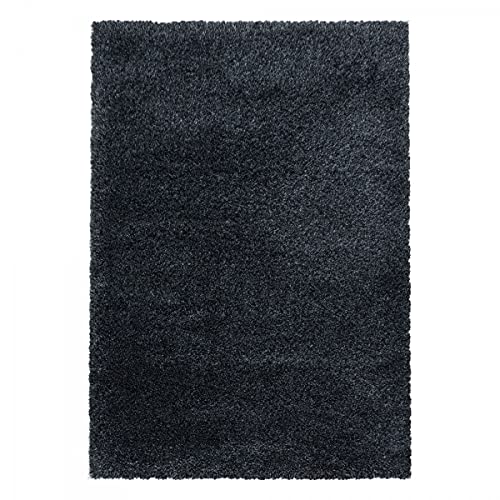 Tapis poils longs anthracite 140x200 tapis salon super doux rectangulaire