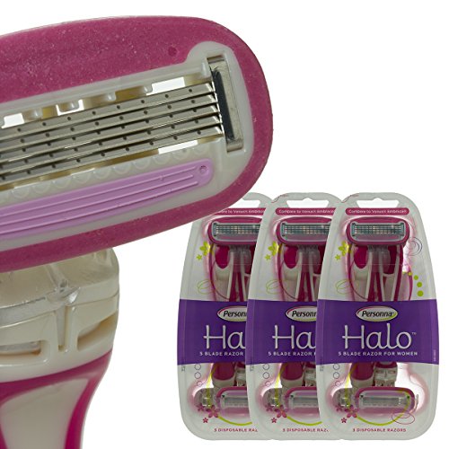 9 Pack Personna Halo 5-Blade Disposable Shaving Razors For Women Handle Comfort-Coated Moisture