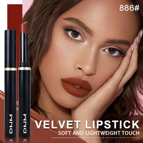 Image of evpct Warm Brown Velvet Matte Lipstick, High Pigmented Slim Lipstick Long Lasting Waterproof for Women Gift, Velvet Silky Lip Stick Stain Color Makeup Blendable 24 Hours Original Makeup Labiales, 886#
