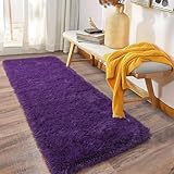 Ailyei Soft Runner Rugs for Bedroom Hallways, 2x6 Purple Fluffy Shag Throw Area Rug Non Slip for Bedside Dorm, Long Shaggy Furry Carpet for Nursery Living Room