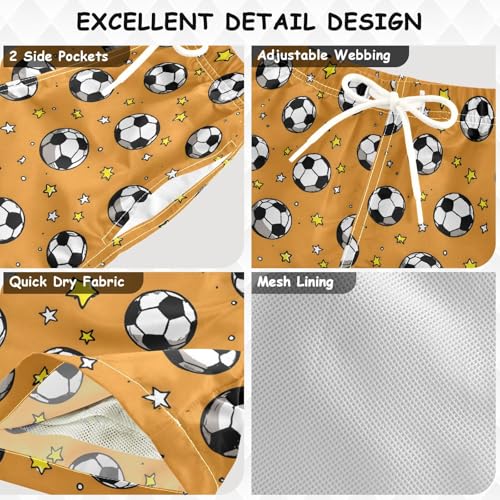 Boys Swim Trunks Quick Dry UPF 50+ Beach Board Shorts Kids Bathing Suits Swimsuit 2T Football Star3