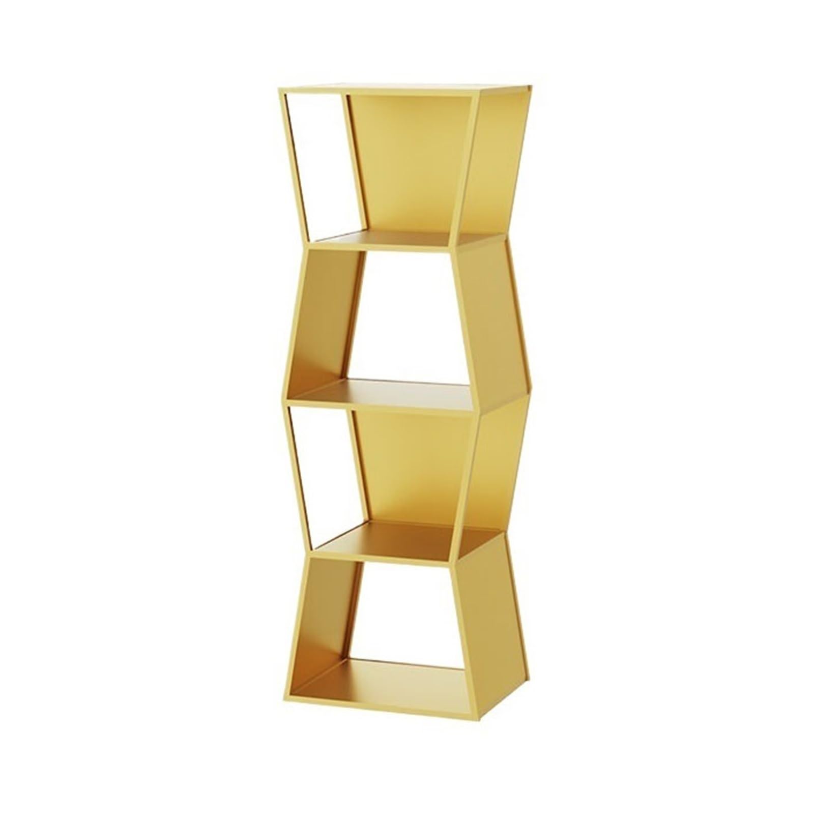 Shihan-2015 Bookcase Vertical Minimalism Open Iron Bookshelf Modern Storage Display Stand for Home Office Display Shelf(Gold)