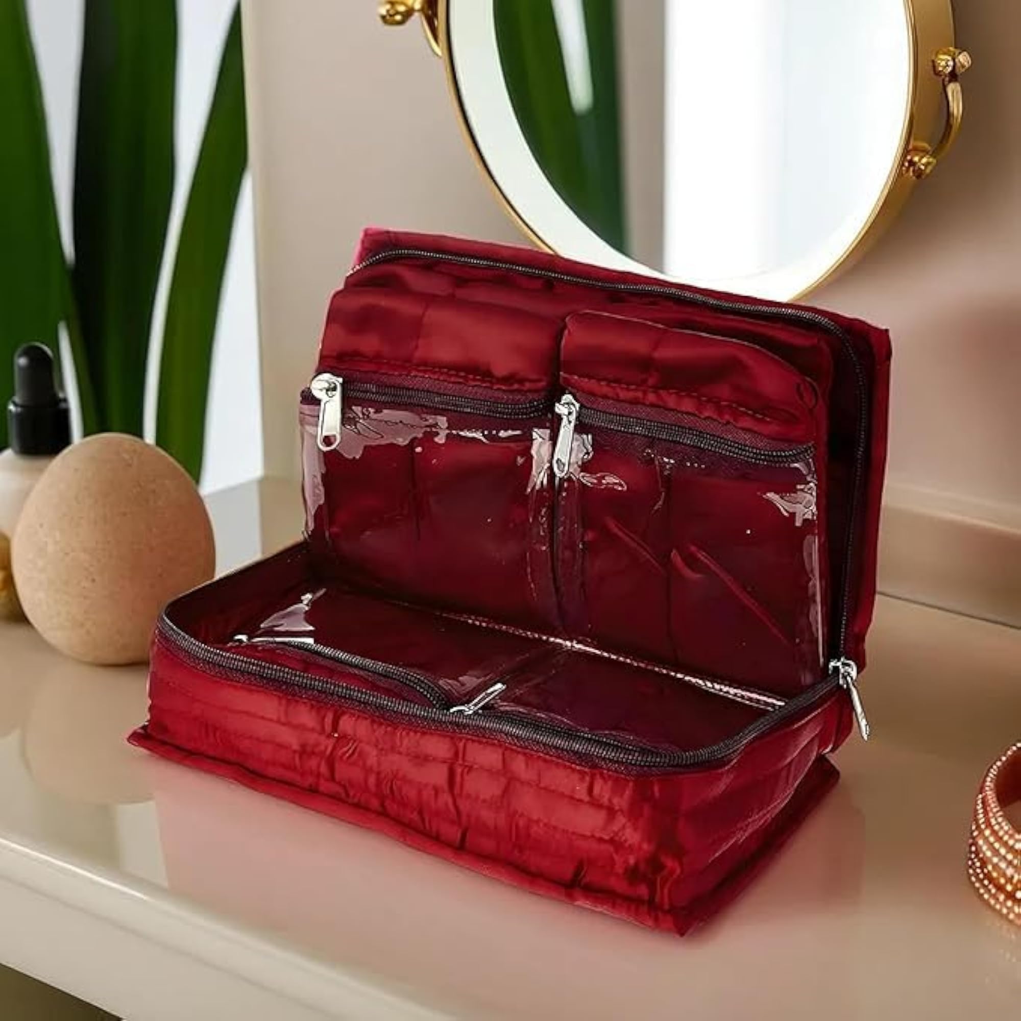Satin Beaded Jewellery Organizer Vanity Box
