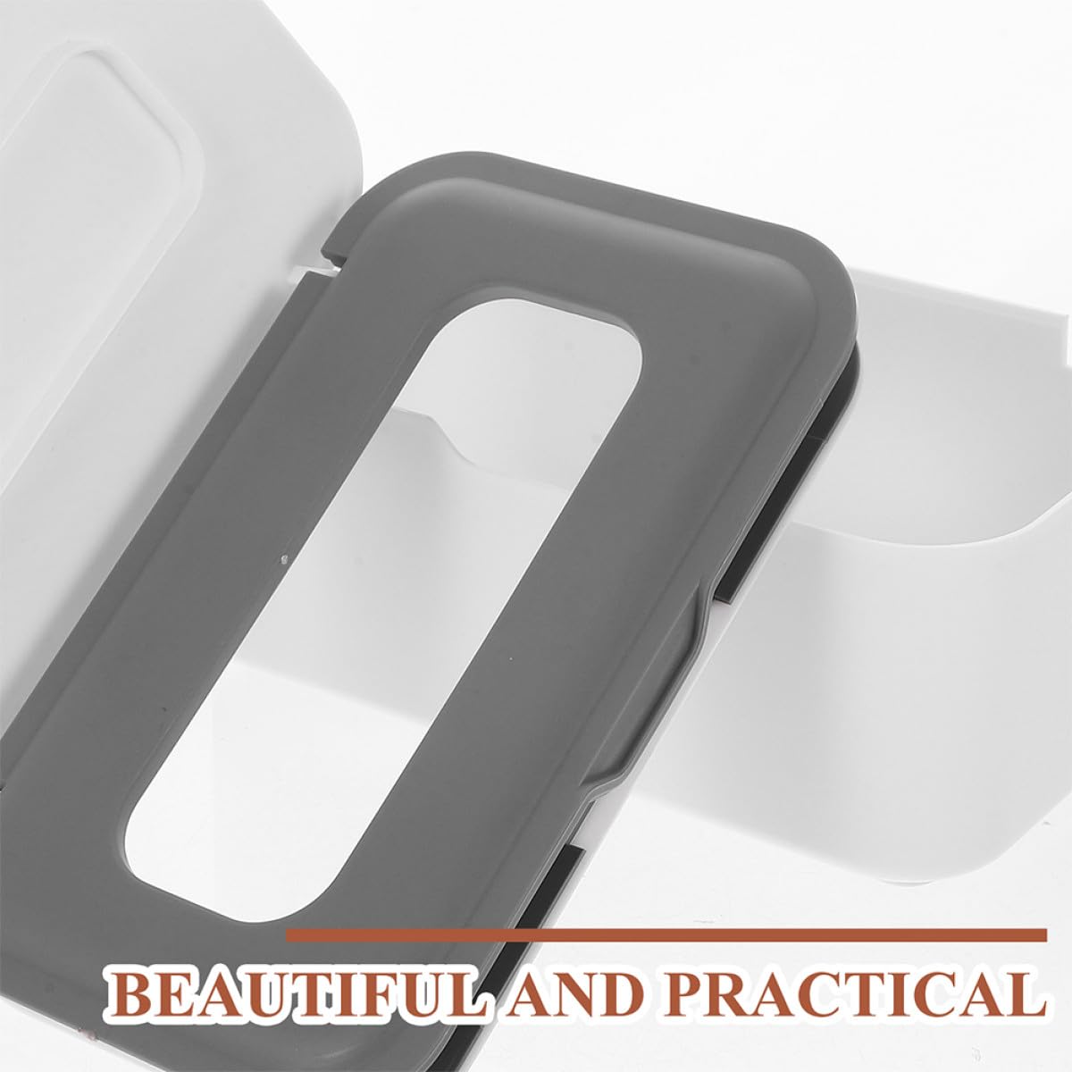FRCOLOR Boîte à Lingettes Réutilisable Couvercle Étanche, Lot de 2 Pièces Gris, Distributeur de Lingettes pour Bébé Compact et Portable, Porte-lingettes pour Salle de Bain et Chambre