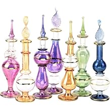 NileCart Egyptian Perfume Bottles Hand Blown Decorative Bottles With Handmade Golden Egyptian Decoration for Perfumes & Essential Oils. 12