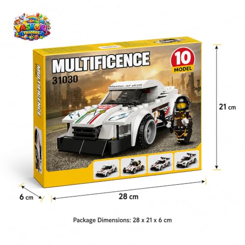 Image of Yashoni Automotive Building Blocks Toy Set for Kids | 10+ Construction Models in one Set| Aircraft, Excavator, Jeep, Car Model Building Kit | Educational STEM Toy | Ages 6+ (Thunder Race Car)