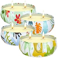 Citronella Kerze Outdoor,Zitronengras Große Kerzen mit Deckel,4PC x 6OZ,200 Stunden Brenndauer,Sojawachs Candle Set,Rauchfrei,Ideal für Garten, Terrasse, Camping