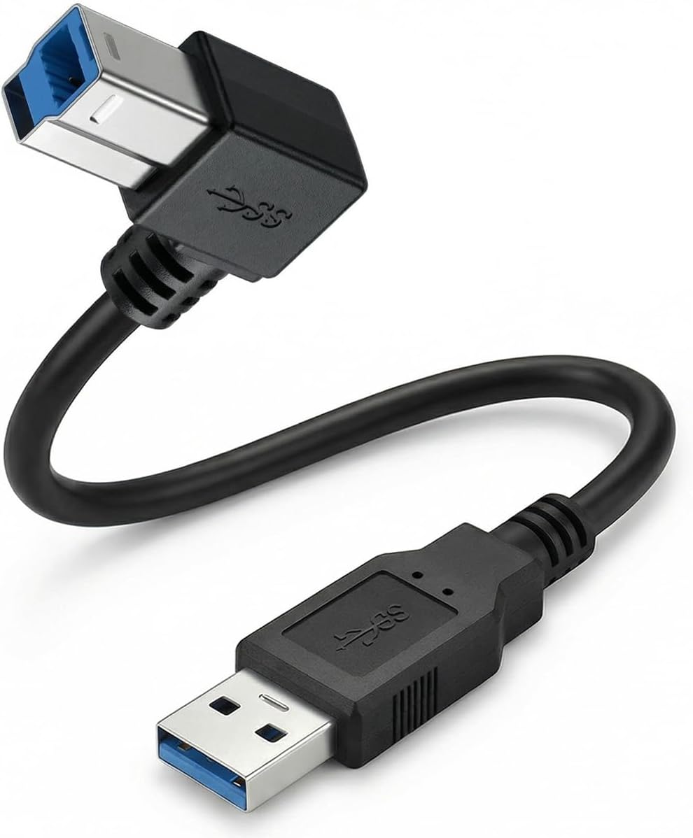 Right Angle USB 3.0 Printer Cable,USB 3.0 Type A Male to B Male Printer Scanner Cord Compatible with HP,Brother,Samsung,Dell,Canon,Lexmark,Epson,Xerox,Fujitsu ScanSnap iX500 scanner (50cm) (Down)