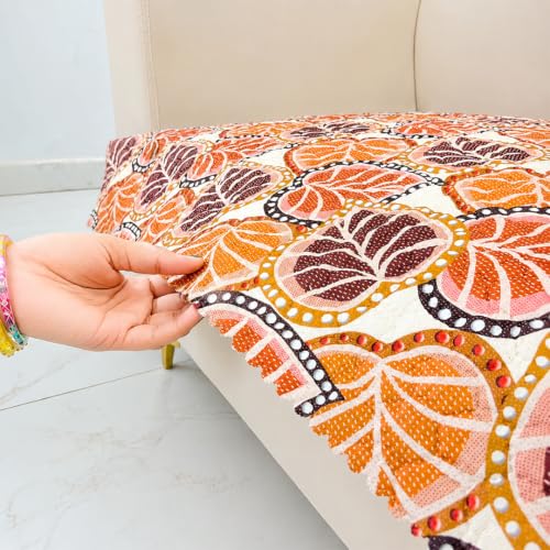 Image of Homerz Premium Printed Quilted Velvet Sofa Slip Cover Protector, Sofa Mat, Exact Size, Antislip Cover (Bloomora, 2 Seater, Half)