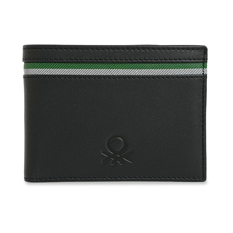 Men's Global Coin Wallet Wiltshire | Black Leather with Signature Tape Inlay | Small Bi-Fold with Coin Pocket | Stylish Purse