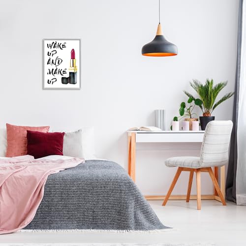 Image of 'Wake Up And Make Up'| Framed Giclee Art | Stupell Industries | Gray, 16 x 20 Inches, Easy to Hang and Sturdy, Made in USA, by Amanda Greenwood