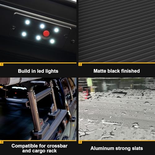 Image of ONINE Pull-Lock-Go Retractable Hard Tonneau Cover Custom fit 2023-2026 Ford Ranger 5ft Bed (60 inch), Aluminum Matte Black, Compatible for Crossbar and Cargo Racks.