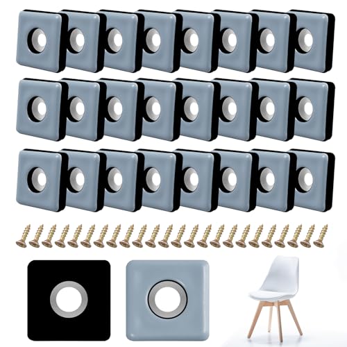 24 Pezzi Feltrini in Teflon, 25 x 25 mm Scivoli per Mobili, Piedini per Mobili, Scivoli in Teflon per Spostare, Quadrato Mobili Scivoli con Chiodo Cursori di Mobili per Spostare Mobili Pesanti