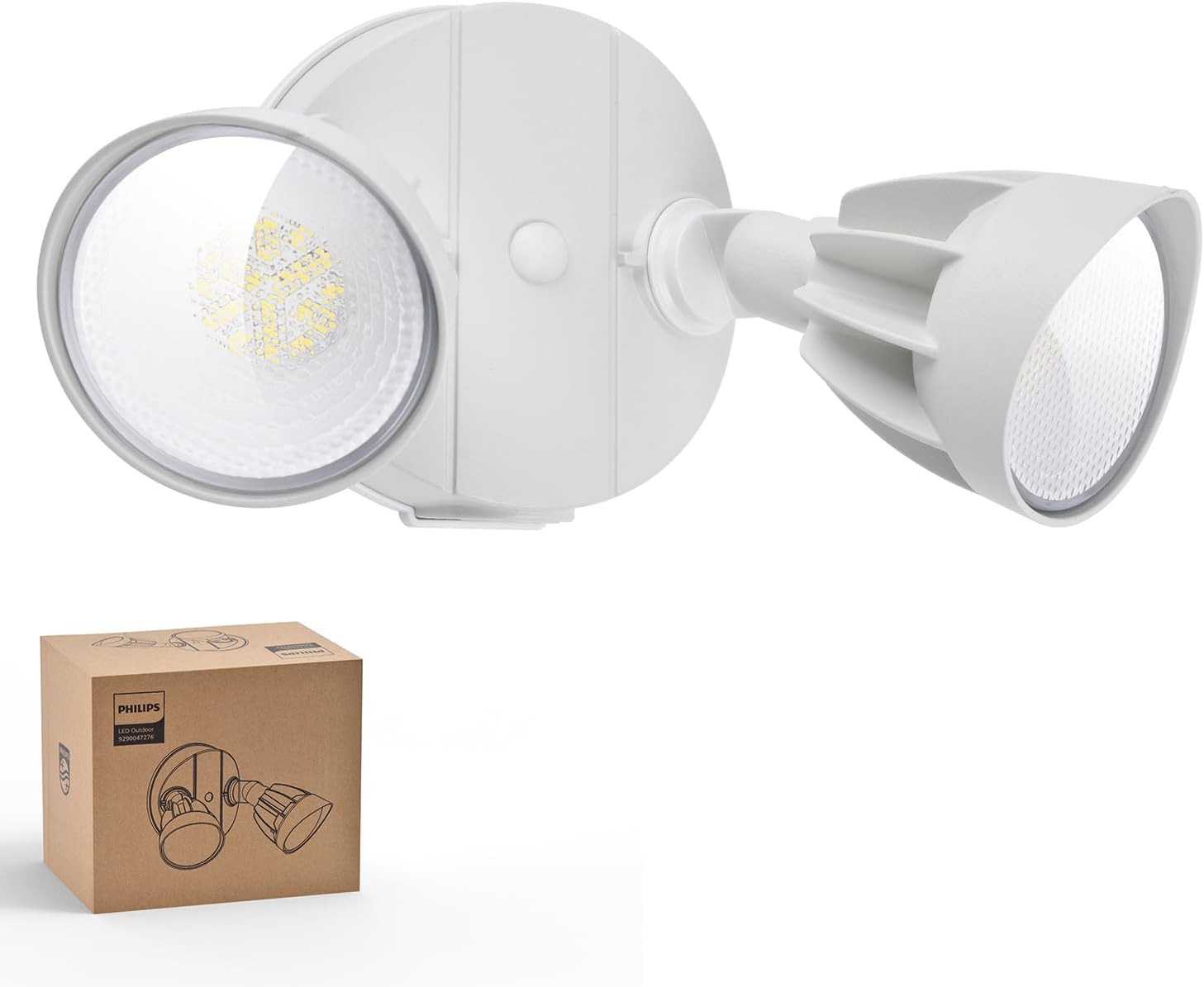 PHILIPS 44W 3500LM ?LED Security Flood Light? ?Outdoor??Switch Controlled Aluminum ?Security Light?, 2 Adjustable Heads?5000K Daylight?Wet Location for Patio, Garden, Yard Lights White 1