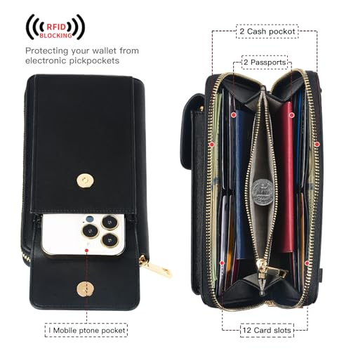 Small Cell Phone Purse Leather with Rfid Wallet Crossbody Bags for Women with Card Slots Adjustable Strap3