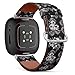 CJBROES Replacement Leather Watch Band, Compatible with Fitbit Versa 3 and Fitbit Sense of Wristband Bracelet Accessory - Beautiful Floral Jungle