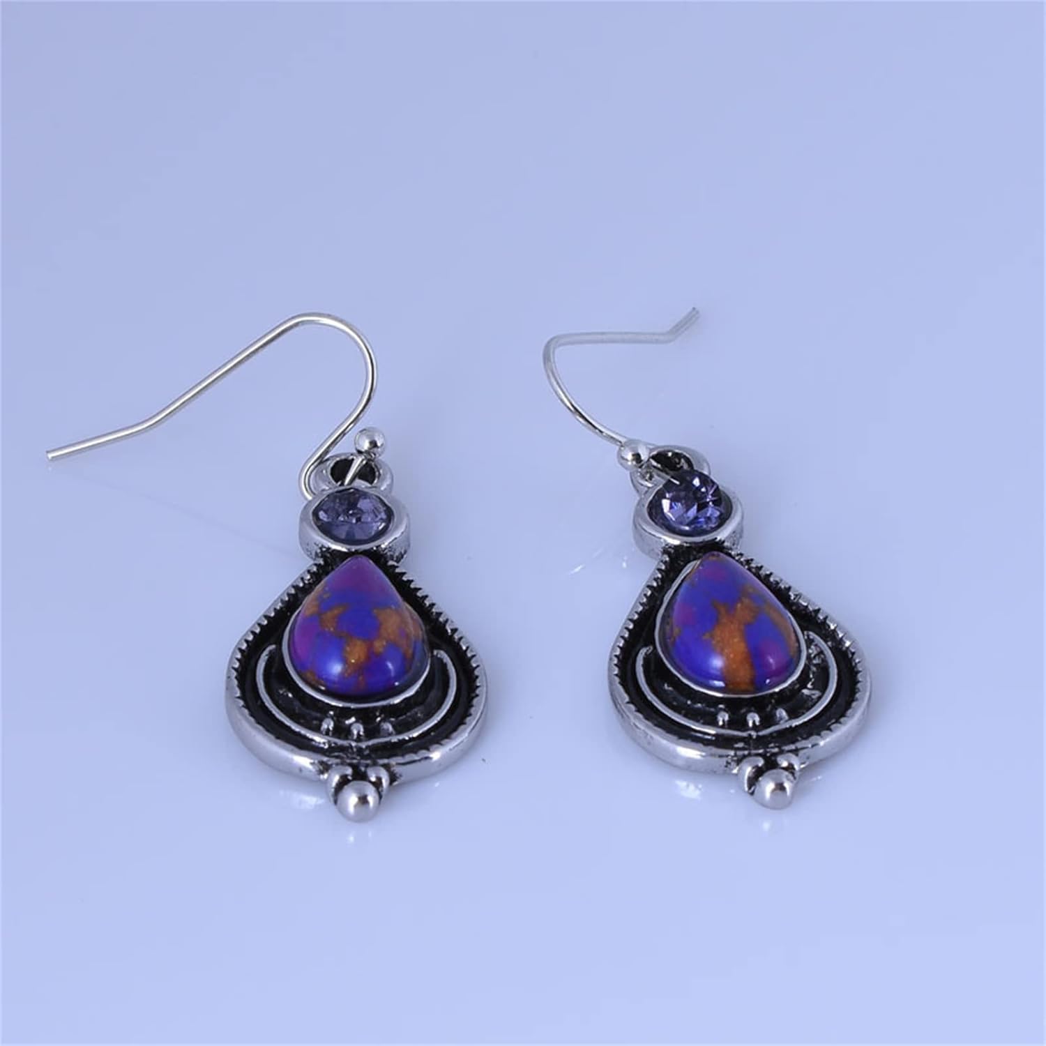 coadipress Vintage Crystal Teardrop Earrings for Women Fashion Bohemian Retro Colorful Natural Gemstone Drop Dangle Earrings Sparkly Jewelry Gift - Image 7