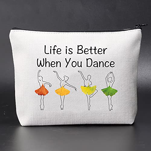 Jniap Dancer Gift Dance Lover Gift Life Is Better When You Dance Makeup Bag Travel Toiletry Cosmetic Zipper Pouch (Dance Bag) #TOP1