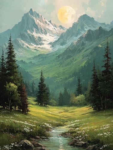風景 数字油絵 数字キット塗り絵 手塗り DIY絵 デジタル油絵 森 パターンデザイン, ペイントバイナンバー 初心者向け 簡単 paint by numbers ブラシとアクリル絵の具が入, ホーム オフィス装飾 100X130cm, Model 22