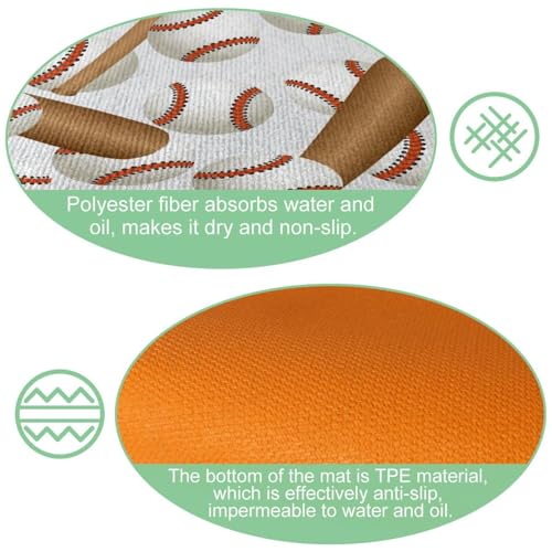 Alfombrillas de cocina para evitar resbalones, alfombras de béisbol absorbentes VAPOKF 6