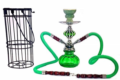 Zebra Smoke Series: 11" 2 Hose Pumpkin Hookah with Cage- Complete Set- Pick Your Color (GREEN)