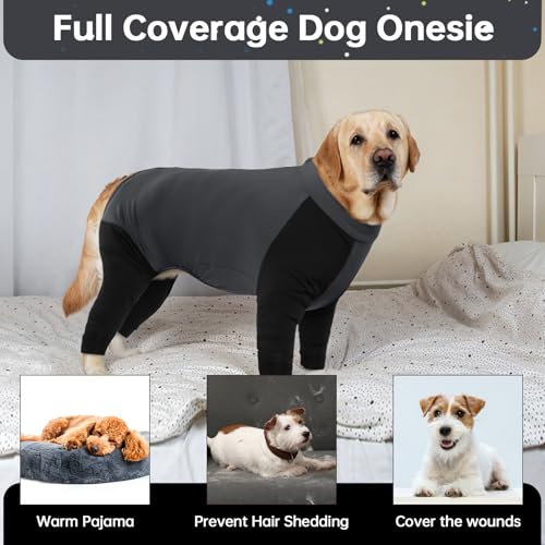 Dog Onesie Four Jambes, Pyjamas Chien Vêtements Quatre Pieds Chien Chauds Sweats Chiot Manteau Chiens Vetement pour Chien(Gris, XS) – Image 6