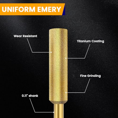 Image of Serplex 12Pcs Chainsaw Sharpener Bits Titanium Plated High Hardness Sharpening Attachments for Chainsaw Chain 4 /4.8 /5.5mm Dia Coarse Emery Sharpening Bits for Electric Power Tools Rotary Tools