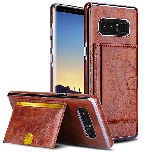 Galaxy Note 8 Wallet Case, Galaxy Note 8 Card Holder Case, Venoro PU Leather Wallet Case Cover with Card Slot Cash Pocket and Kickstand Protection Case for Samsung Galaxy Note 8 (Dark Brown)