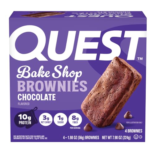 Quest Nutrition Bake Shop, Chocolate Brownies, 10g Protein, 2g Net Carbs, 1g Sugar, 4 Count