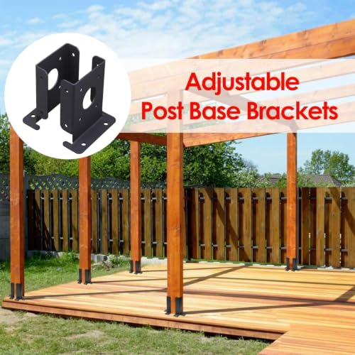 Soporte ajustable para postes de acero resistente en pack de 4 piezas para valla y pérgola 3