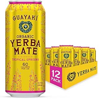 Guayaki Yerba Mate, Clean Energy Drink Alternative, Organic Tropical Uprising, 15.5oz (Pack of 12), 150mg Caffeine