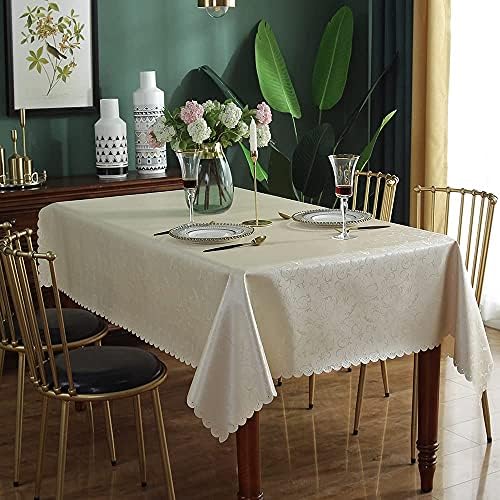 DARUITE Table Cloth,Wipeable Table Cloth Rectangle, Plastic Wipe Clean Tablecloth Rectangular Table Cover for Outdoor, Dining Room, Parties, Garden(Cream Beige 55" x 78.7"(140 x 200 cm)