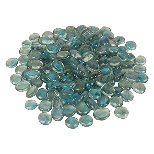 Image of Color Stone Decorative Shiny Glossy Flower Glass Pebbles for Vase Fillers Plant Pots Home Table Garden & Outdoor Decoration (Clear Sky Blue Mix 5Kg)